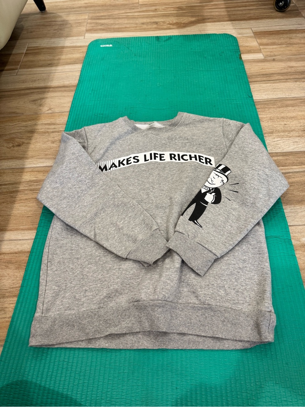 Gray Graphic Crewneck Sweatshirt - Makes Life Richer
